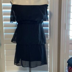 Shasa Black Off-Shoulder Flutter Sleeve Cocktail Dress